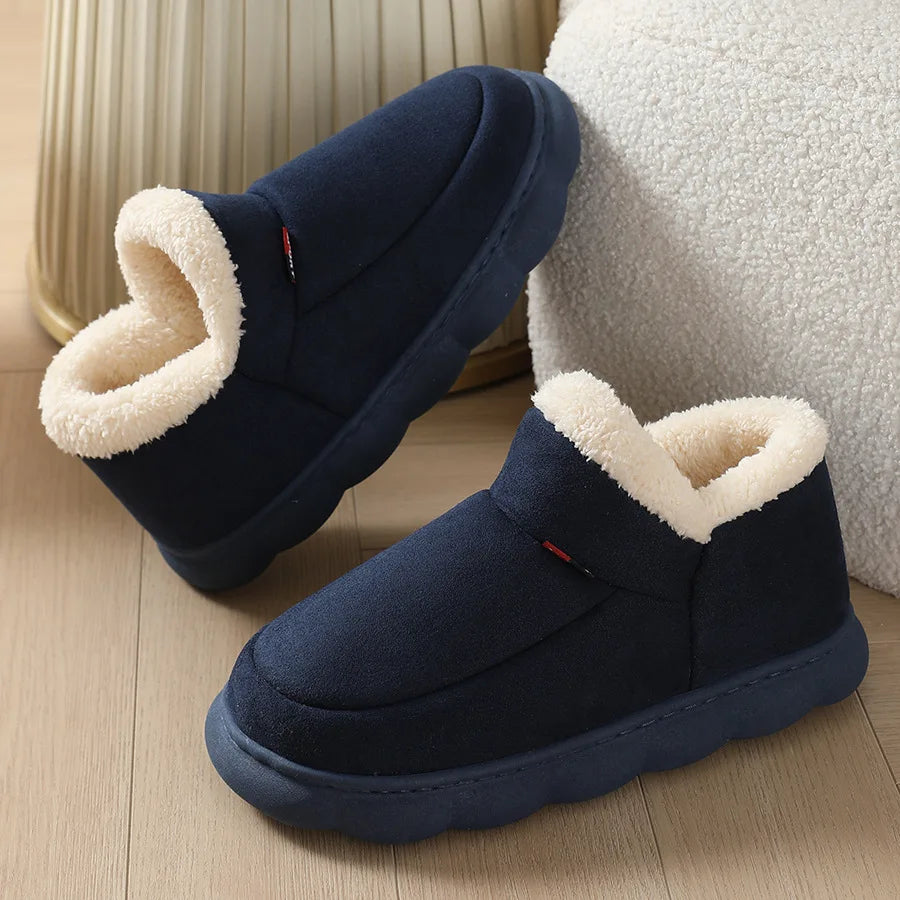 Bebealy Plush Flat Men Slippers Winter Outdoor Fluffy Warm Men Cotton Cozy Boots Indoor Fashion Casual Fur Cozy Furry Men Shoes ShopOnlyDeal