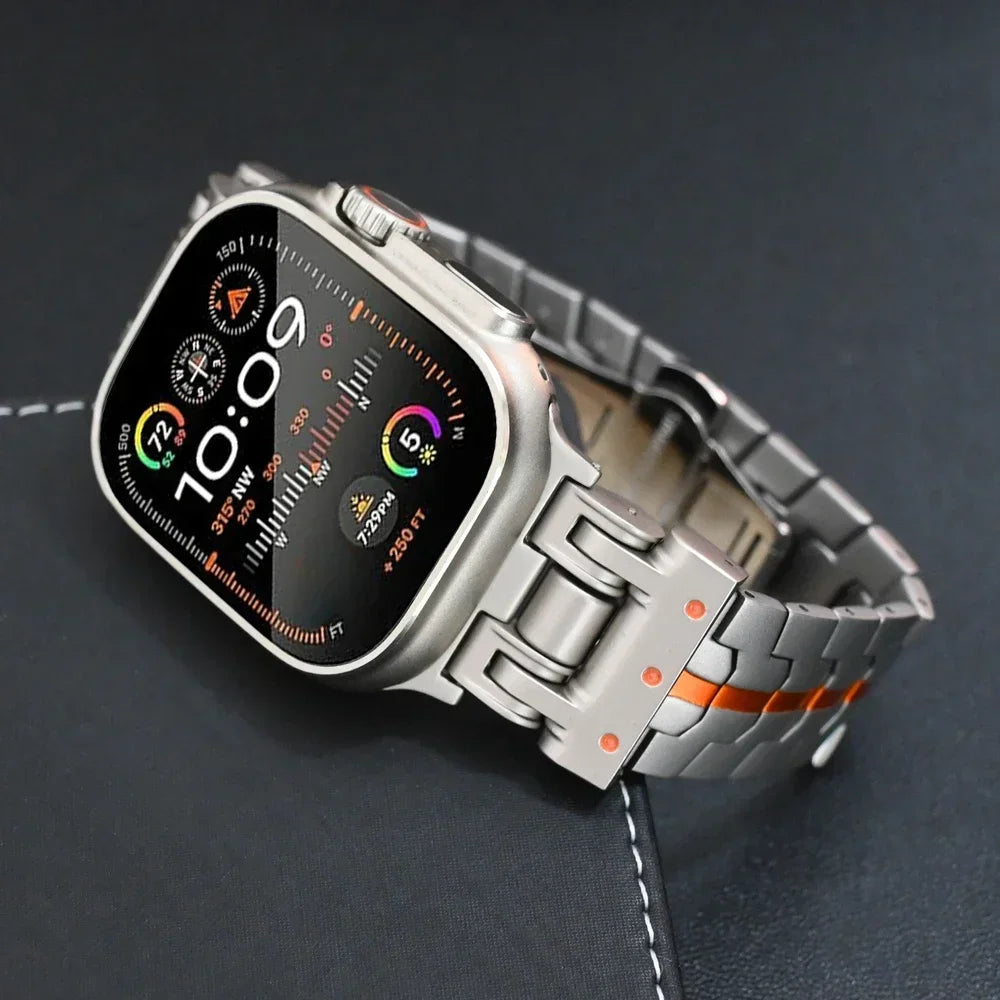 Stainless Steel Band for Apple Watch Ultra 2 49mm Titanium Orange Bracelet 44mm 42mm 45mm Strap for iWatch Series 9 8 7 6 5 4 se ShopOnlyDeal