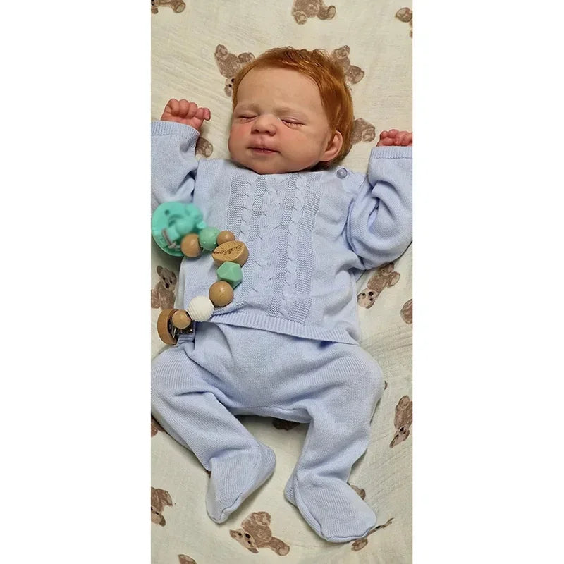 48cm Reborn Baby Sleeping Doll Pascale Hand-Rooted Red Hair with 3D Skin Visible Veins Collectible Art Doll ShopOnlyDeal