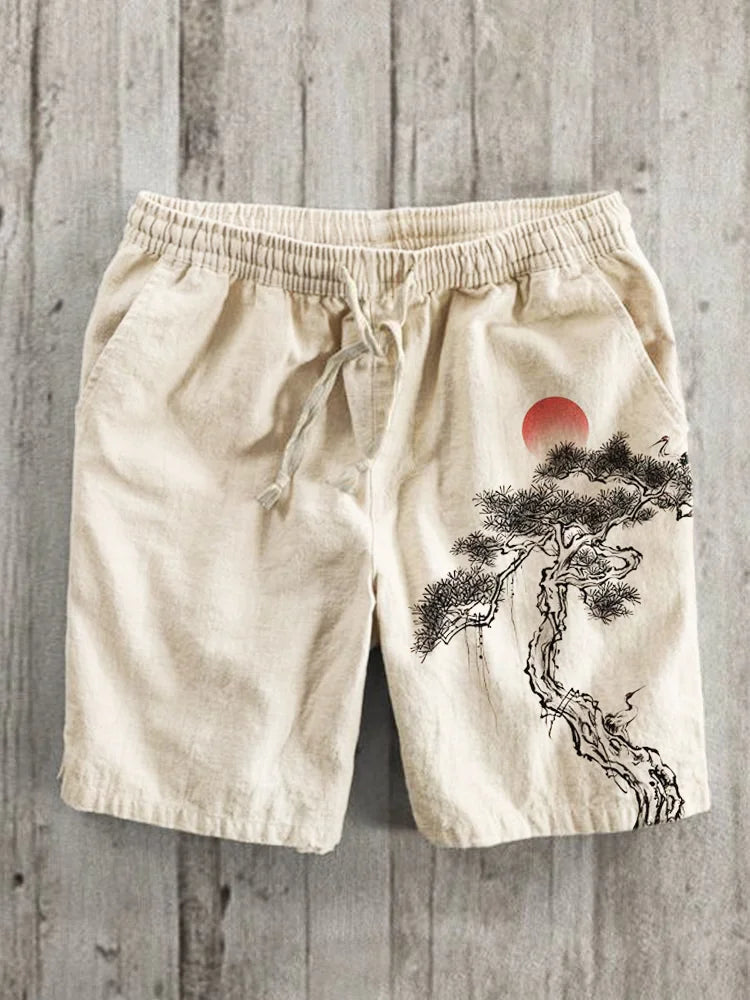 2024 Summer Popular 3D Digital Printed Bamboo Hemp Casual Shorts | Beach Vacation | Summer Trendy Beach 3D Printed Extra Large Shorts ShopOnlyDeal