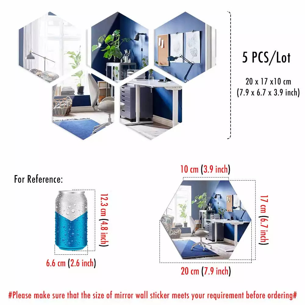 MCDFL Large Hexagonal Mirror Stickers for Bedroom Big Acrylic Wall Mirrors Model Decorative Self-Adhesive Bathroom Soft 3d Tiles ShopOnlyDeal