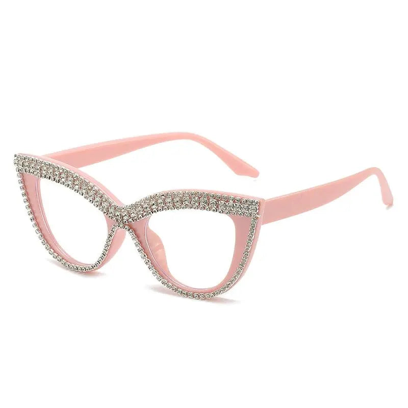 New Fashion Trend Diamond-Encrusted Cat Eye Blue Blocking Glasses | Computer Protection Glasses ShopOnlyDeal