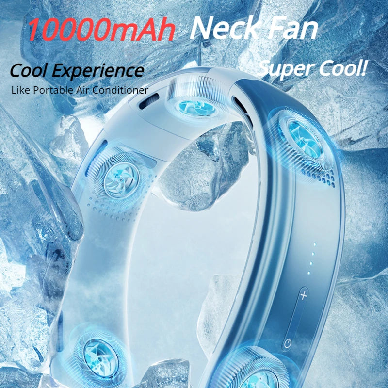 Portable Neck Fan Rechargeable Mini Neck Cooler 3 Speeds Cooling Wind 10000mAh Electric Ventilador for Home Camping Outdoor ShopOnlyDeal