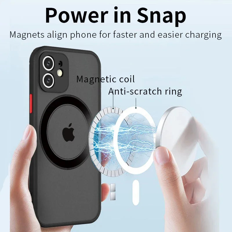 Matte Armor Magnetic Wireless Charge Clear Case | Compatible with iPhone Models Including 15, 14, 13, 12, 11 Pro Max, Mini, 14 Plus, XS Max, XR, X | MagSafe Cover ShopOnlyDeal