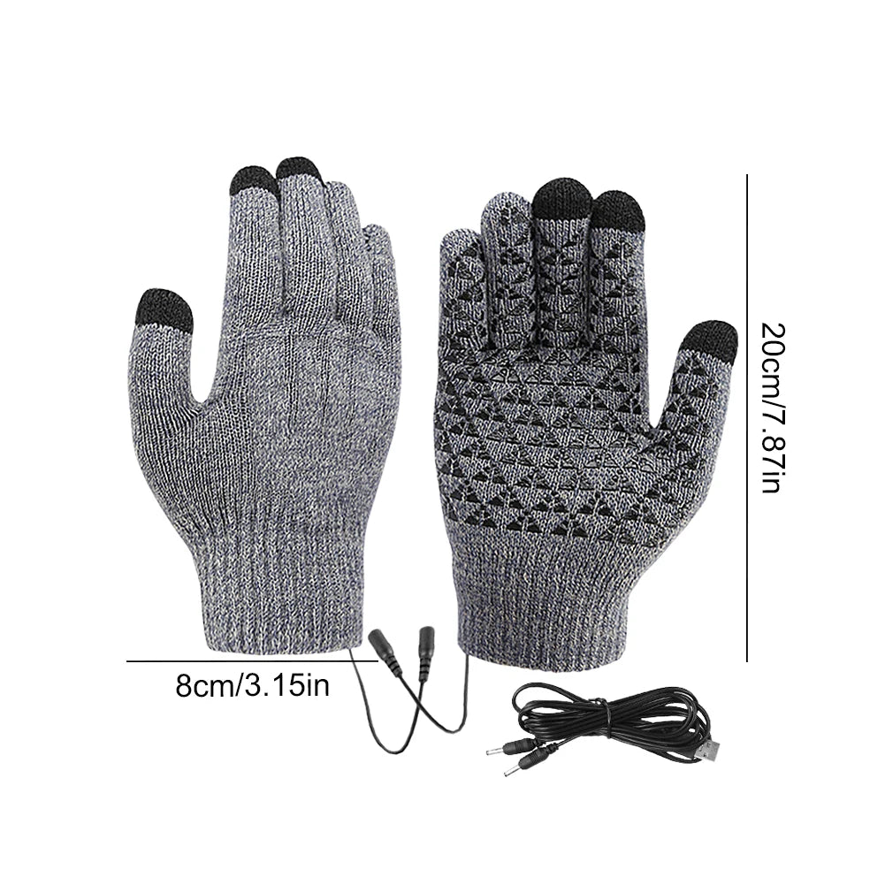 USB Winter Electric Warming Gloves Waterproof Leather Heating Gloves Soft Winter Outdoor Warm Gloves for Fishing Riding Cycling ShopOnlyDeal