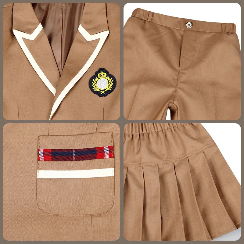 Boys School Uniform & Girls Jacket Khaki Skirt Shirt Tie Suits | Kids Formal Dress Tuxedo | Toddler Clothes Sets | Child Student Outfits ShopOnlyDeal