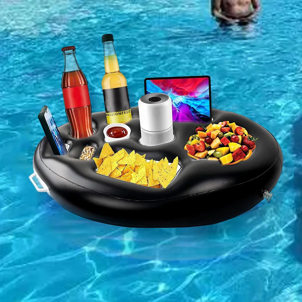 Inflatable Pool Floats Bar Coasters Cooler Table Portable Pool Beach Swimming Party Drink Cup Stand Friends Birthday Gift ShopOnlyDeal