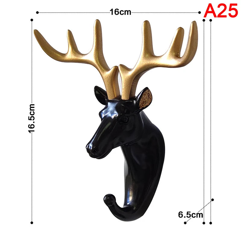 Multi Colour Deer Head Animal Decorative Hooks Wall Hanging Behind Door Wall Clothes Hat Key Holder Storage Rack Home Decor ShopOnlyDeal