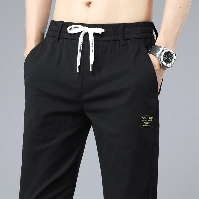 Brand Straight Pants Men Cotton Casual Business Fashion Stretch Comfortable Black Gray ArmyGreen  Blue Trousers Male ShopOnlyDeal