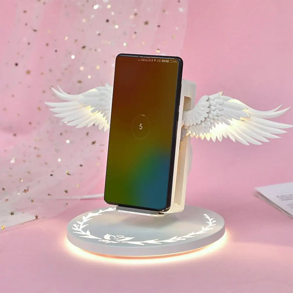 Creative Angel Wings Wireless Charger QI Wireless Charger 10W Fast Charge Vertical Mobile Phone Wireless Charger ShopOnlyDeal