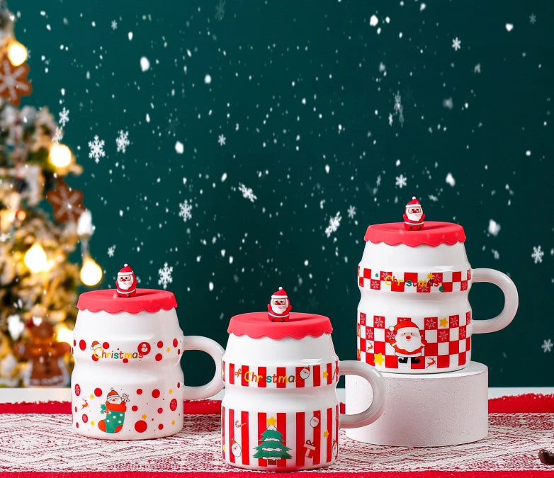 400ml cup ceramic Christmas mug high-end ceramic water cup coffee companion gift cup with lid ShopOnlyDeal