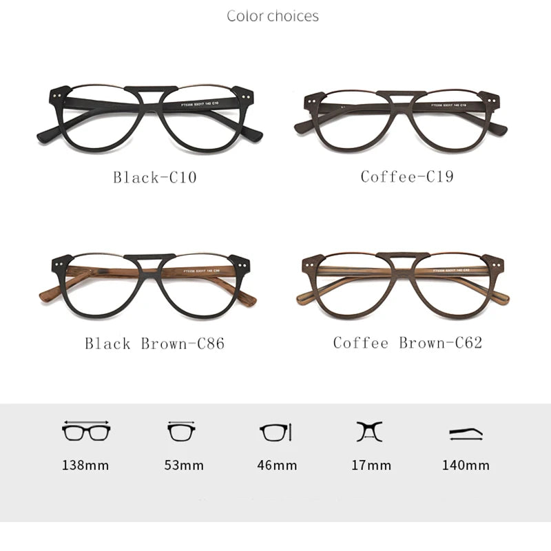 Wooden Myopia Glasses Frame | Retro Round Optical Prescription Eyeglasses Frame | Distinctive Spectacle Frames for Men and Women ShopOnlyDeal