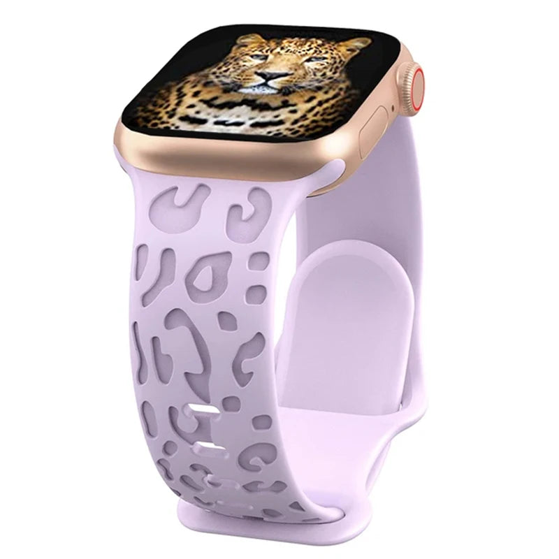 Leopard Engraved Strap for Apple Watch Band | Silicone Band for iWatch Series 7 SE 3 6 8 Ultra | 44mm, 40mm, 45mm, 49mm, 41mm, 38mm, 42mm Bracelet ShopOnlyDeal