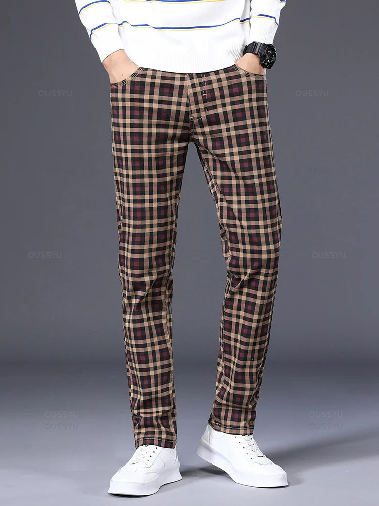 High Quality Brand Clothing Classics Plaid Casual Pants Men 98%Cotton Retro Business Banquet Check Trousers Male Plus Size 40 42 ShopOnlyDeal