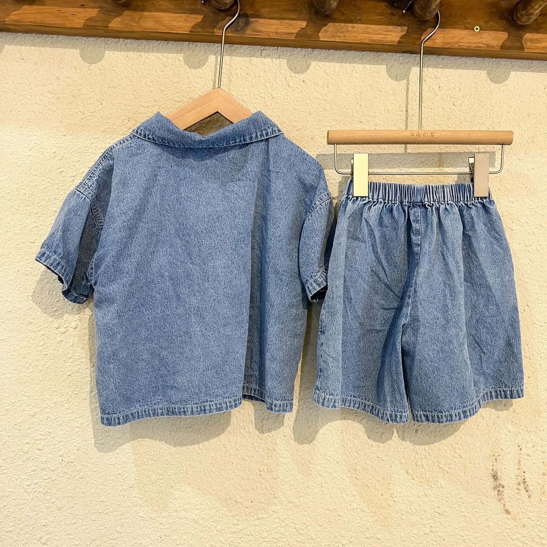 Children's Clothing Set | Casual Boys' Denim Suit with Letter Print Top + Shorts | Summer Two-Piece Ensemble ShopOnlyDeal