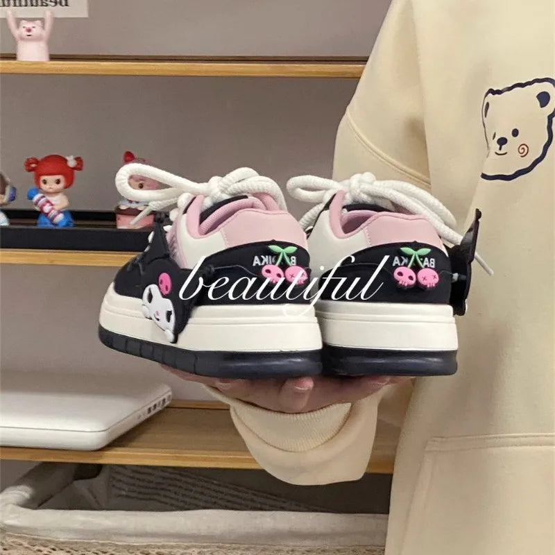 Sanrio Kuromi Cute Board Shoes Women Platform Shoes 2024 Spring New Retro Student Versatile Casual Sneakers Lolita Women Shoes ShopOnlyDeal