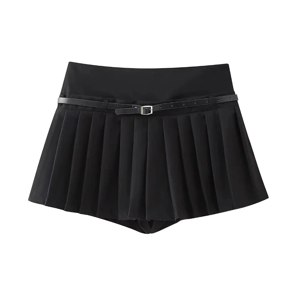 Pleated Shorts Skirts for Women | Side Zipper | Mid Waist | Female Skort | Fashion ShopOnlyDeal