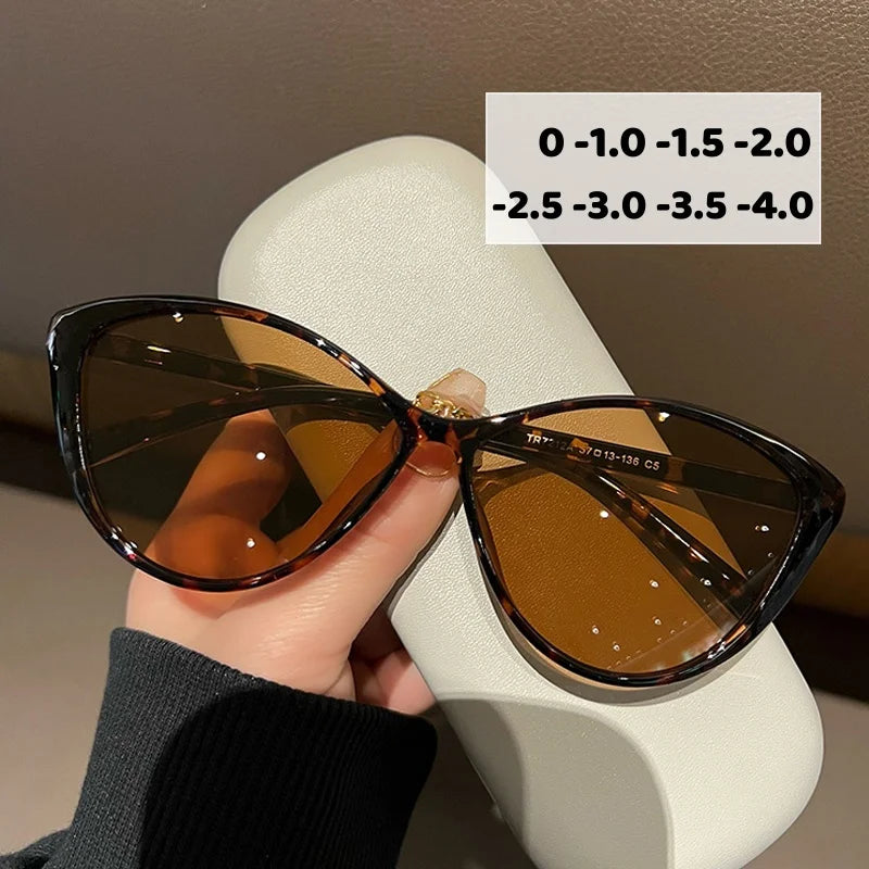 Outdoor Photochromic Sunglasses for Myopia Glasses Vintage Cat Eye Anti Blue Light Near-sight Eyeglasses Finished Minus Eyewear ShopOnlyDeal