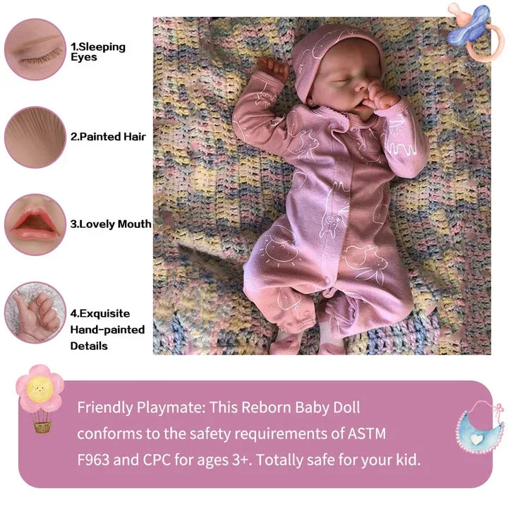 17 inch Reborn Twin A Boy Girl Full Body Silicone Vinyl Washable Newborn Baby Sleeping Doll  Flexible Bebe Reborn ShopOnlyDeal