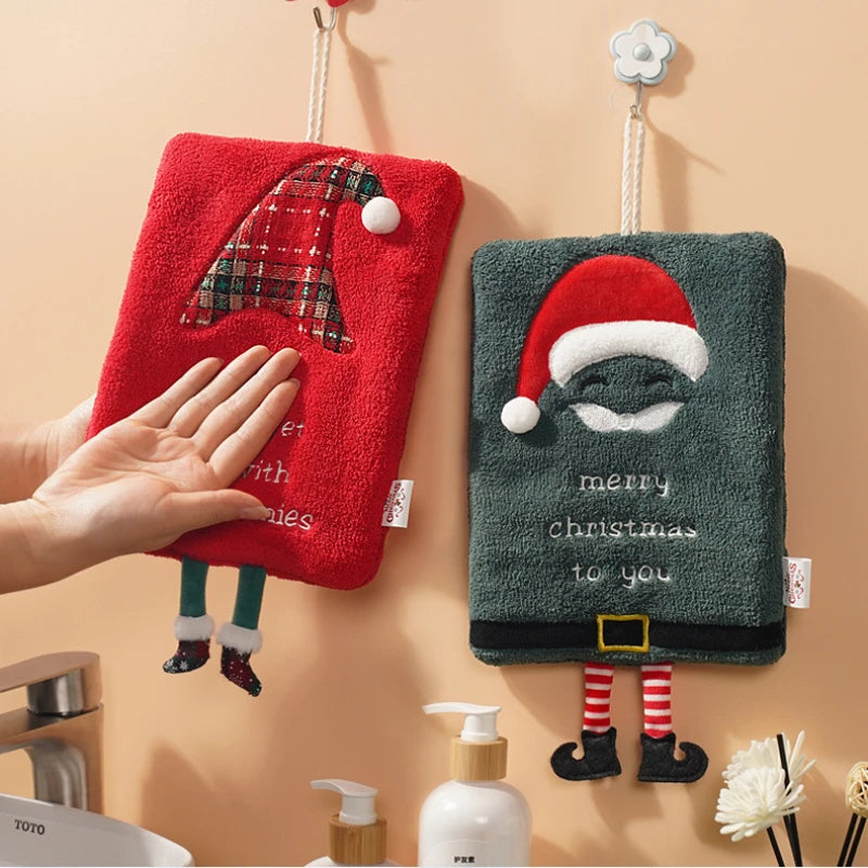 Christmas Hand Towels Kitchen Cloth Housewarming Gifts Christmas Decoration Dish Towel sfor Home Holiday Xmas ﻿Cloth Man Woman ShopOnlyDeal