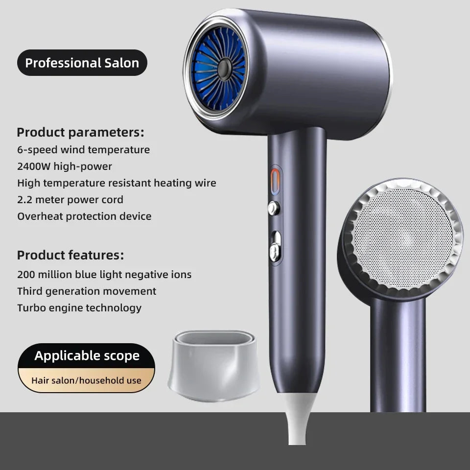 Professional Hair Dryer Hot Cold Wind Air Brush Hairdryer Negative Lonic Blow Dryer  Strong PowerDryer Salon Tool 2400W 3th Gear ShopOnlyDeal