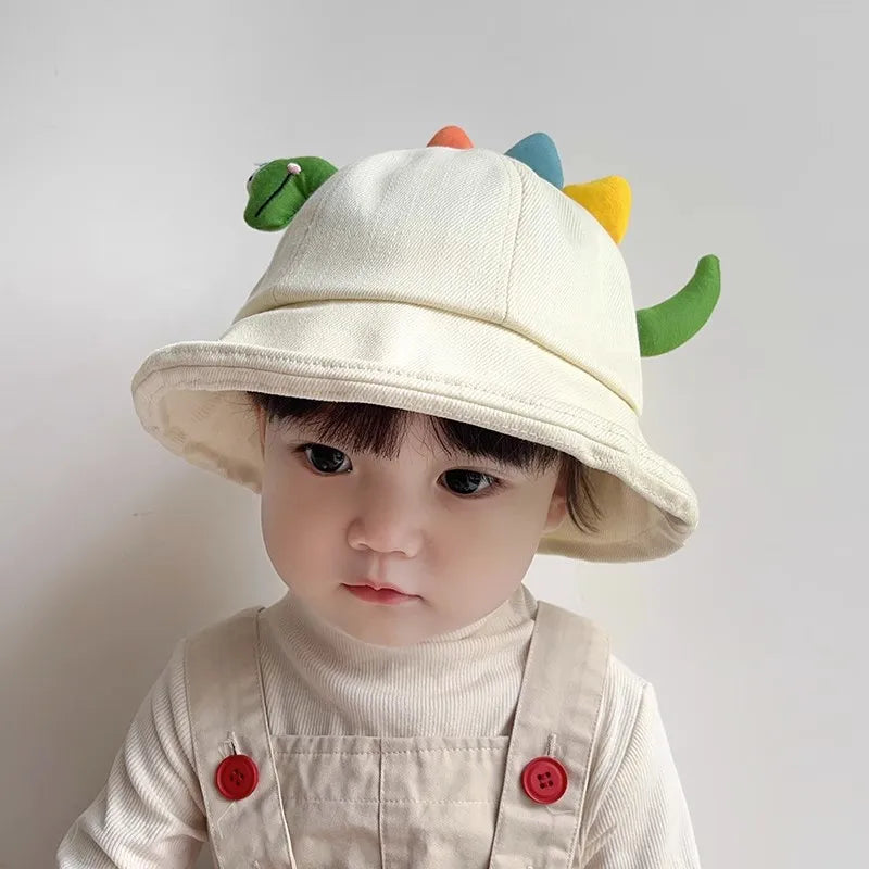 Korean Cute Cartoon Dinosaur Baby Bucket Hat Children Outdoor Beach Sun Hats Boys Girls Cotton Kids Fisherman Cap ShopOnlyDeal