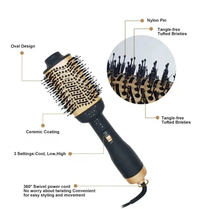 new Gold Hair Dryer & Volumizing Brush Stock One Step Hair Dryer And Styler Electric Hot Air Brush 2024 ShopOnlyDeal