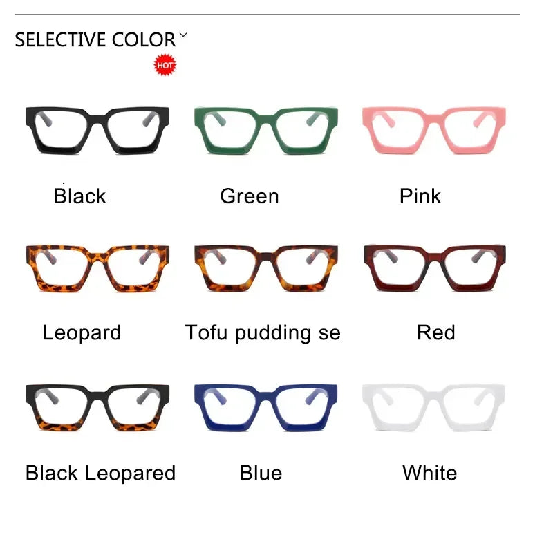 Fashion Square Oversized Anti-blue Light Eyewear | Men's Vintage Women's Trend Clear Optical Myopia Frame Glasses | Popular Goggle INS ShopOnlyDeal