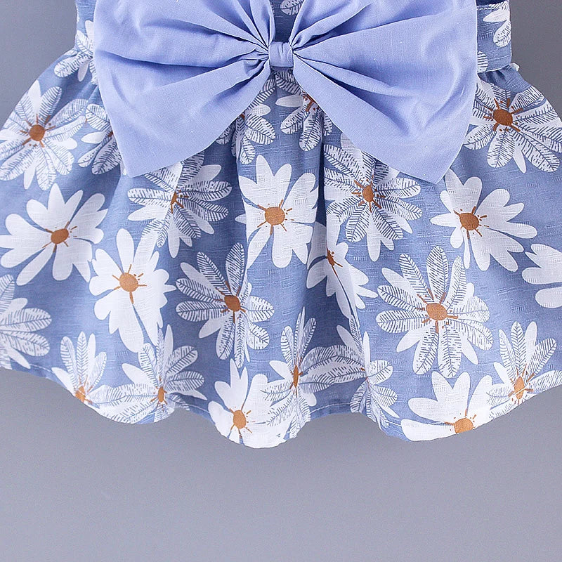 Summer New Baby Dress Small Daisy Cotton Princess Dress Big Bow Sling Children's Clothing Gift Hat ShopOnlyDeal