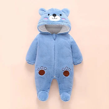 0-12M Baby Rompers Cute Bear Toddler Girls Overall Jumpsuit Winter Warm Hooded Cotton Baby Boys Romper Infants Crawling Clothing ShopOnlyDeal