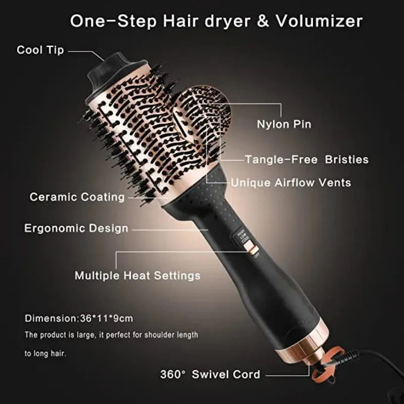 new Gold Hair Dryer & Volumizing Brush Stock One Step Hair Dryer And Styler Electric Hot Air Brush 2024 ShopOnlyDeal