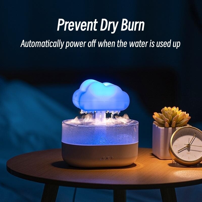 Rain Cloud Night Light Humidifier With Raining Water Drop Sound And 7 Color Led Light Essential Oil Diffuser Aromatherapy New 2023 ShopOnlyDeal