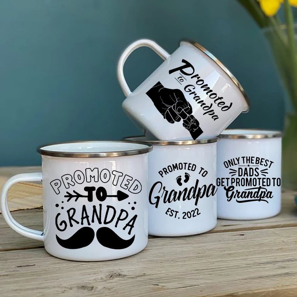 Promoted to Grandpa Mug Grandfather Coffee Mugs for Pregnancy Announcement New Baby Family enamel Cup surprise gift for grandad ShopOnlyDeal