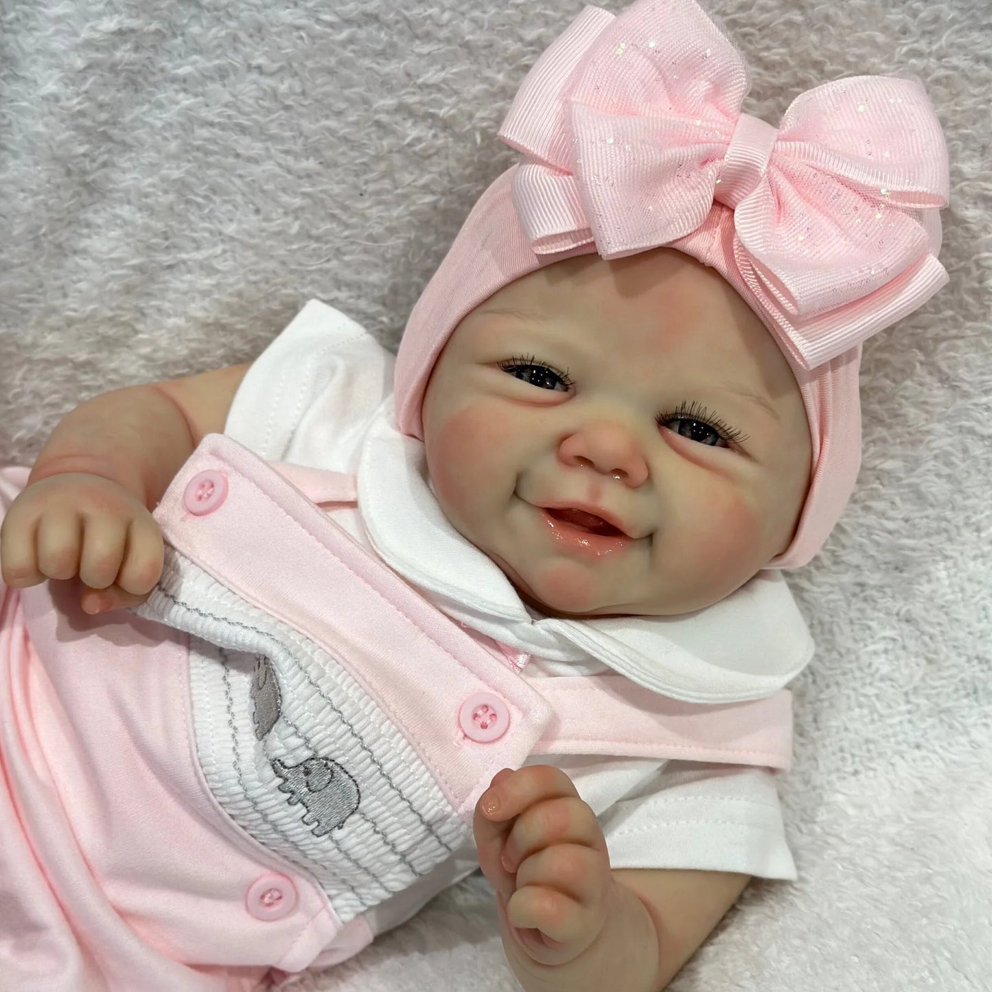 New 48 cm Reborn Baby Girl Doll With Painted Hair Cloth Body Vinyl Finished Painted Skin Visible Veins Lifelike Newborn Baby Toy ShopOnlyDeal