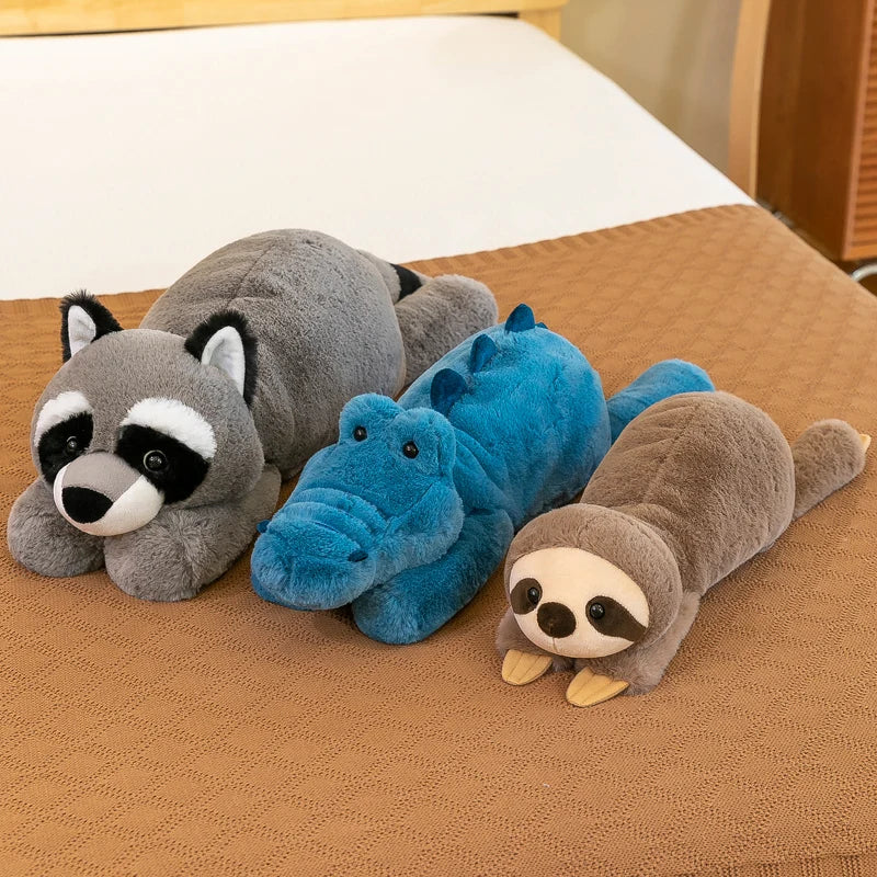 Crouching Sloth Plush Toy Fox Small Raccoon Crocodile Doll Pillow Kids Birthday Christmas Gift Stitch Kawaii Stuffed Animal ShopOnlyDeal