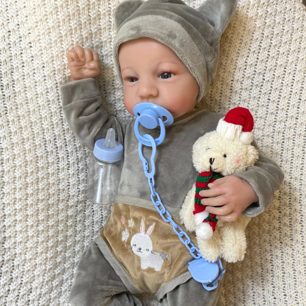 17 Inch Soft Or Full Body Silicone Vinyl Reborn Levi Awake Open Blue Eyes Boy Or Girl Newborn Doll 3D Skin Tone Christmas Gift ShopOnlyDeal