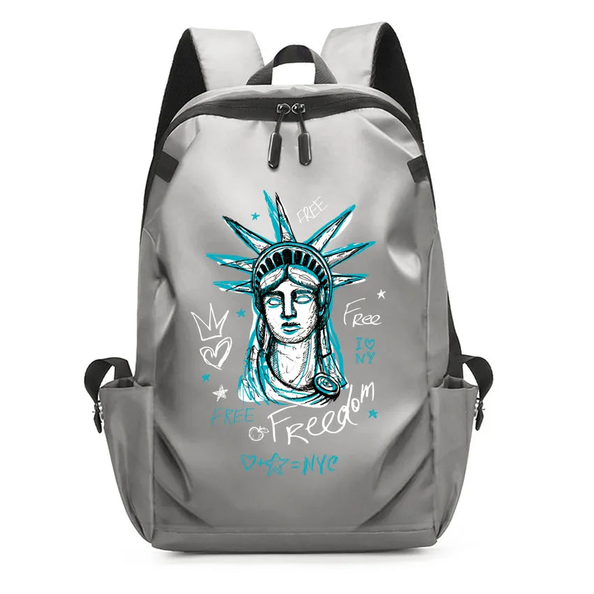 American Freedom Goddess Pattern Printed USB Backpack | Girl School Bag College Student Women Man Female Laptop Ladies Backpack ShopOnlyDeal