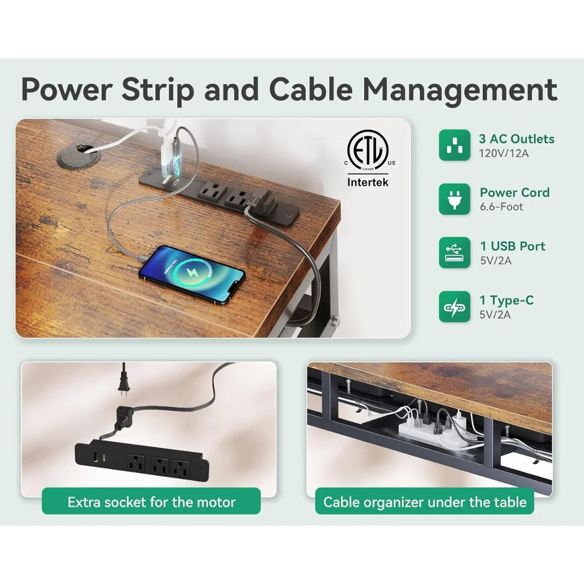 Electric Standing Desk with Drawers, Height Adjustable Desk with Power Outlets & LED Lights, Stand Up Desk with 3 Drawers ShopOnlyDeal