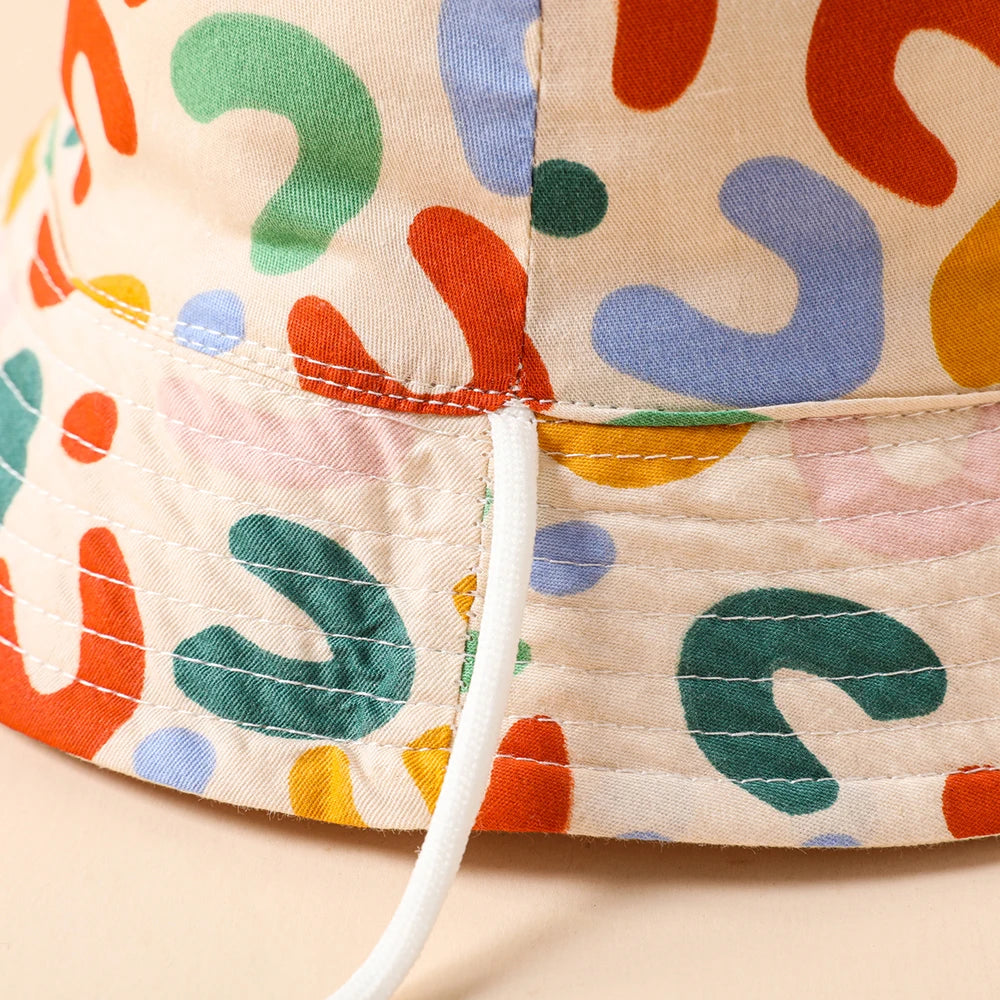 Double Sided Kids Bucket Hat With String Cute Letter Embroidered Boys Girls Fisherman Panama Cap Summer Outdoor Sun Hats Gorras ShopOnlyDeal