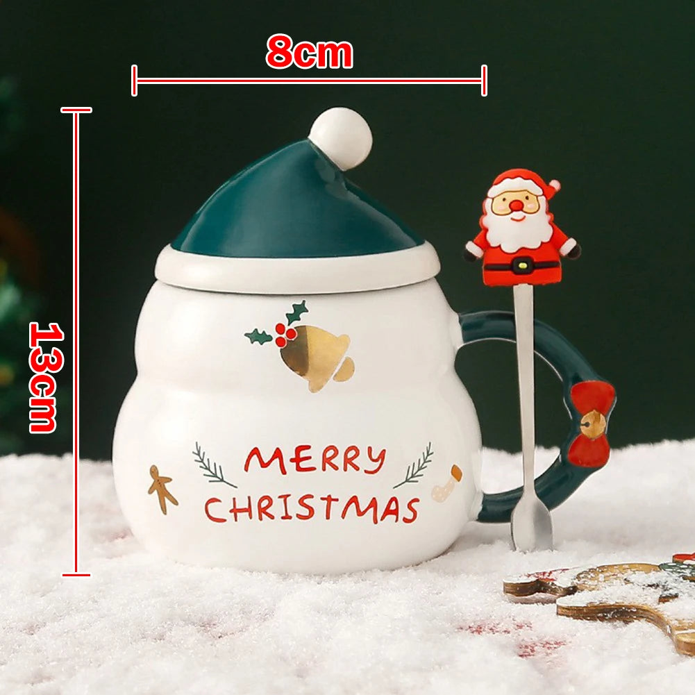 Drinkware Party Decoration Coffee Cup with Lid Spoon Cartoon Cute Ceramic Mug Tea Cup Christmas Mug New Year Gift Decoration Set ShopOnlyDeal