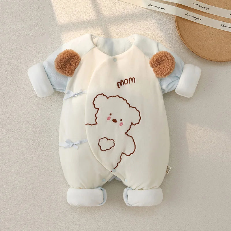 Winter Newborn Romper Cotton Thicken Baby Jumpsuit Girl Boy Cartoon Embroidery Bear Infant One-Pieces Onesie Babies Clothes 0-3M ShopOnlyDeal