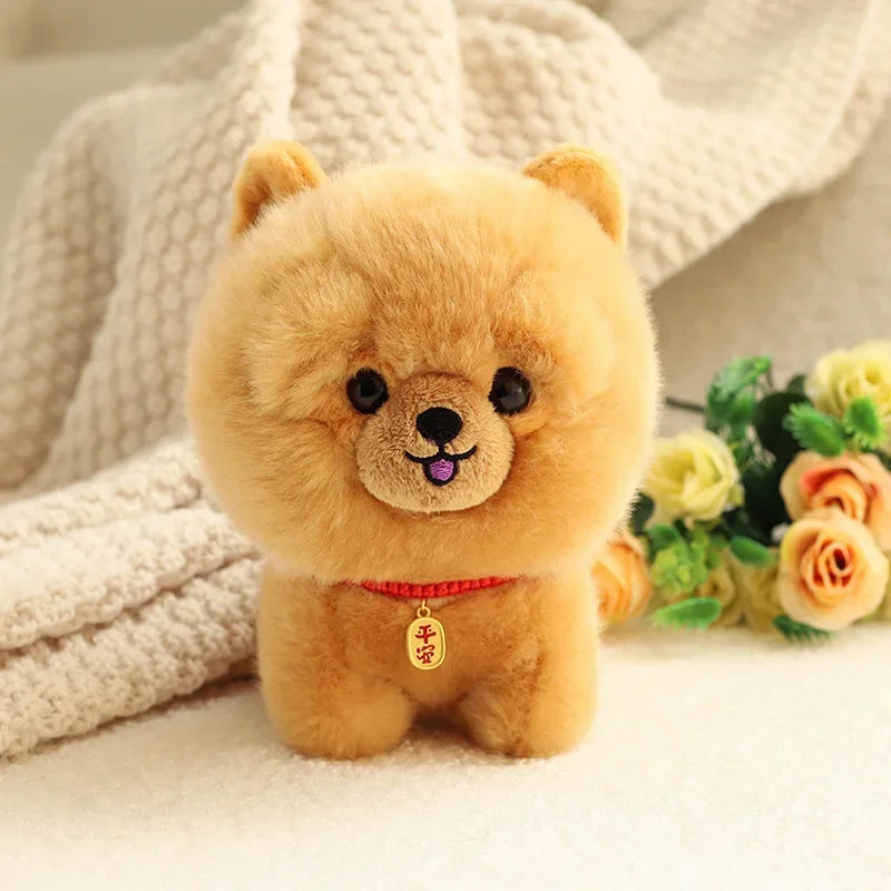 ZU Kawaii Teddy Pets Lifelike Fluffy Puppy Soft Doll Cute Small Chow Pomeranian Corgi Yorkie Plush Toys with Charm Gift For Girl ShopOnlyDeal