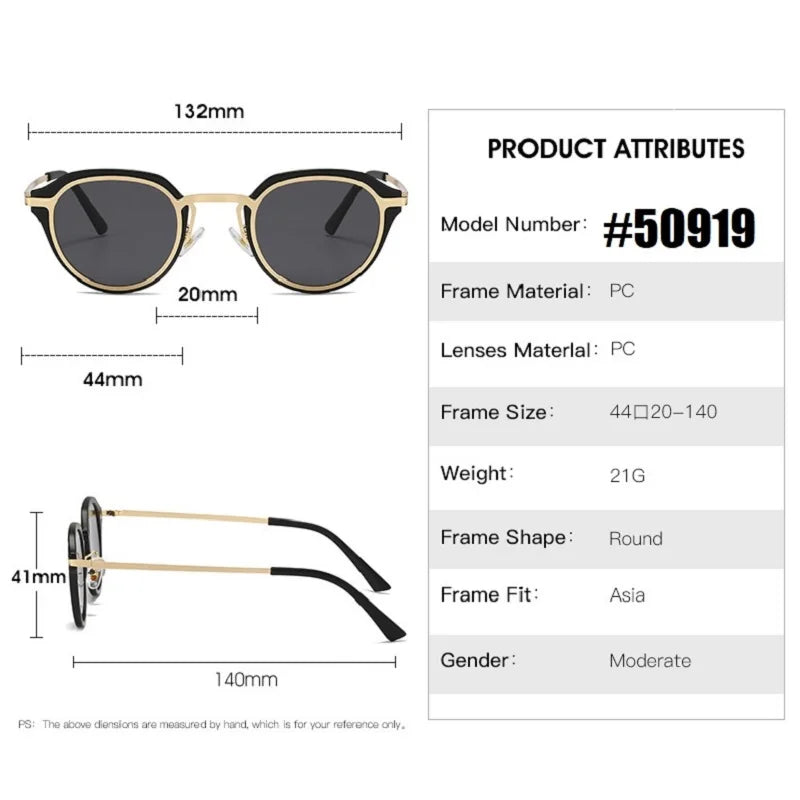 2024 New Fashion Classic Round Women Sunglasses Personalized Metal Leg Design Retro Ocean Film Men's Outdoor Driving Glasses ShopOnlyDeal