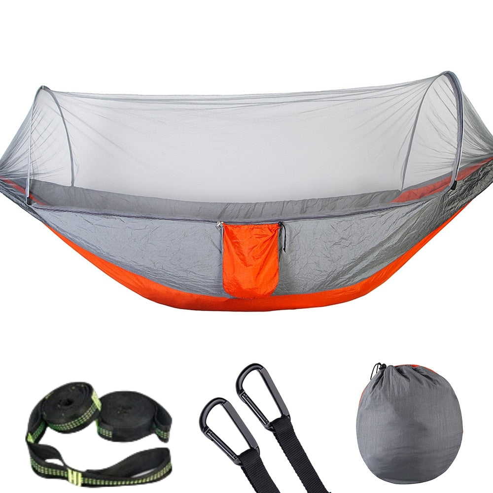 Experience Outdoor Bliss in 2023 with our Camping Hammock with Mosquito Net - Pop-Up Light, Portable Parachute Hammocks for Swing and Sleeping. Your Ultimate Camping Stuff! ShopOnlyDeal