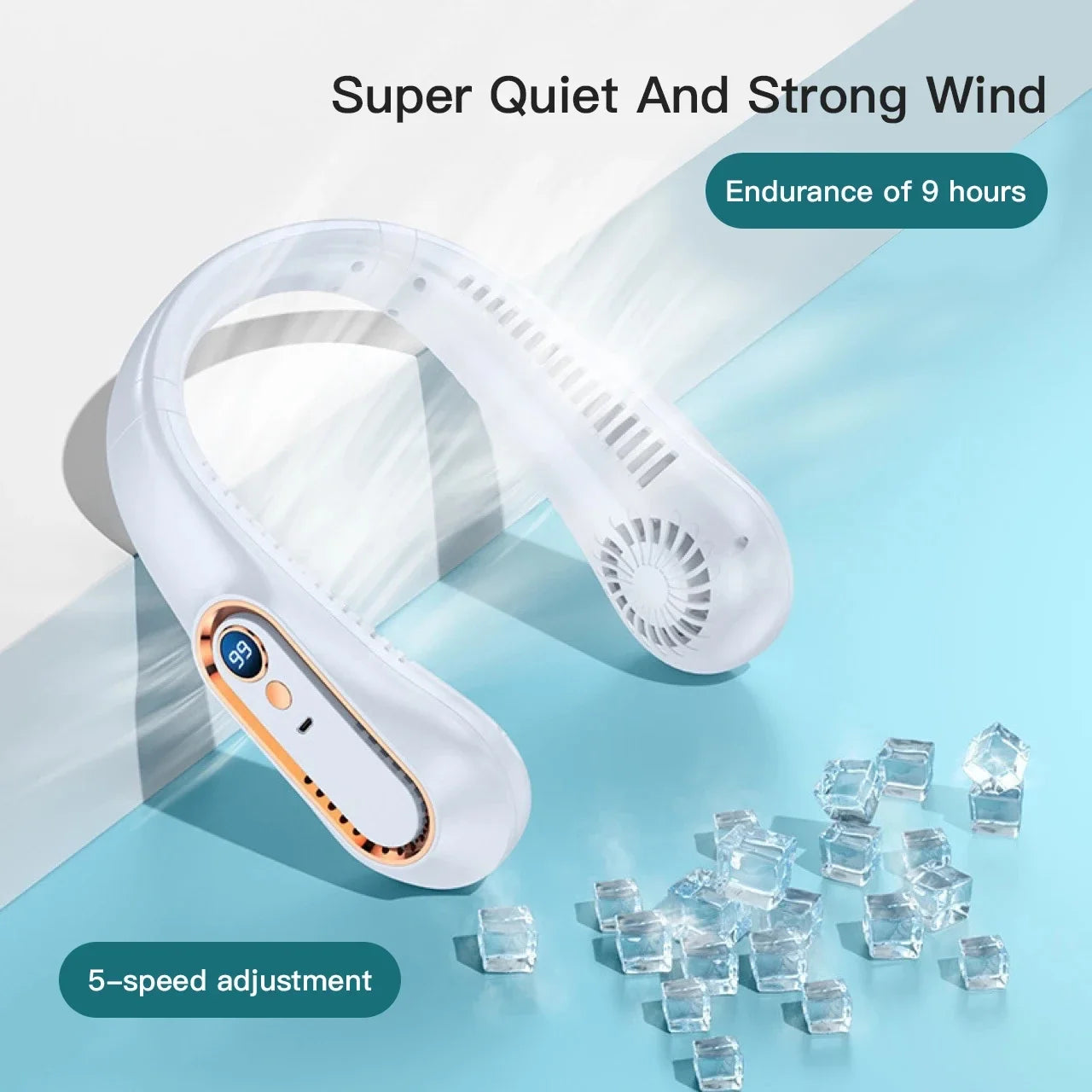 Mini Hanging Neck Fan | Portable Bladeless Neckband Fan | Digital Display Power Air Cooler | USB Rechargeable Electric Fans | Summer New ShopOnlyDeal