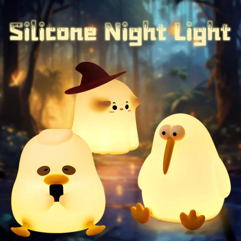 Cute Cartoon Silicone Night Light Bedhead Bedroom Touch Switch LED Light Rechargeable Creative Atmosphere Night Light Decoration ShopOnlyDeal