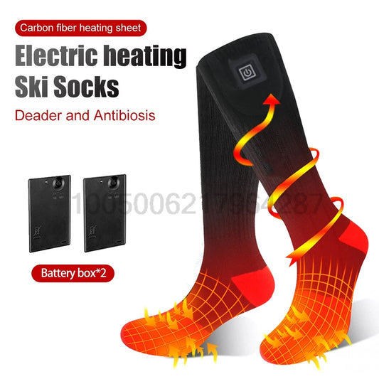 Heated Socks Winter Warm Snowmobile Skiing Heated Socks With Battery Case Outdoor Sport Thermal Heated Foot Warmer Ski Sports ShopOnlyDeal