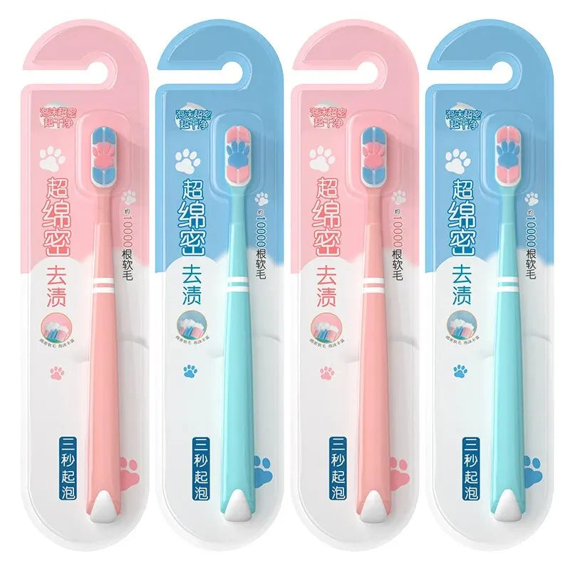 4Packs Cartoon Cat Claw Extra Soft Bristles Toothbrush Couple Adult Soft Hair Toothbrush Family Set ShopOnlyDeal