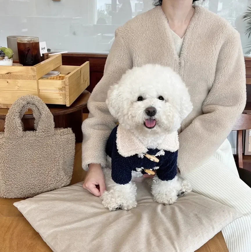 Autumn Winter Thickened Warm Coat Dog Cat Buckle Shake Fleece Coat Teddy Yorkshire Small Puppy Dog Horn Buckle Coat Clothes ShopOnlyDeal