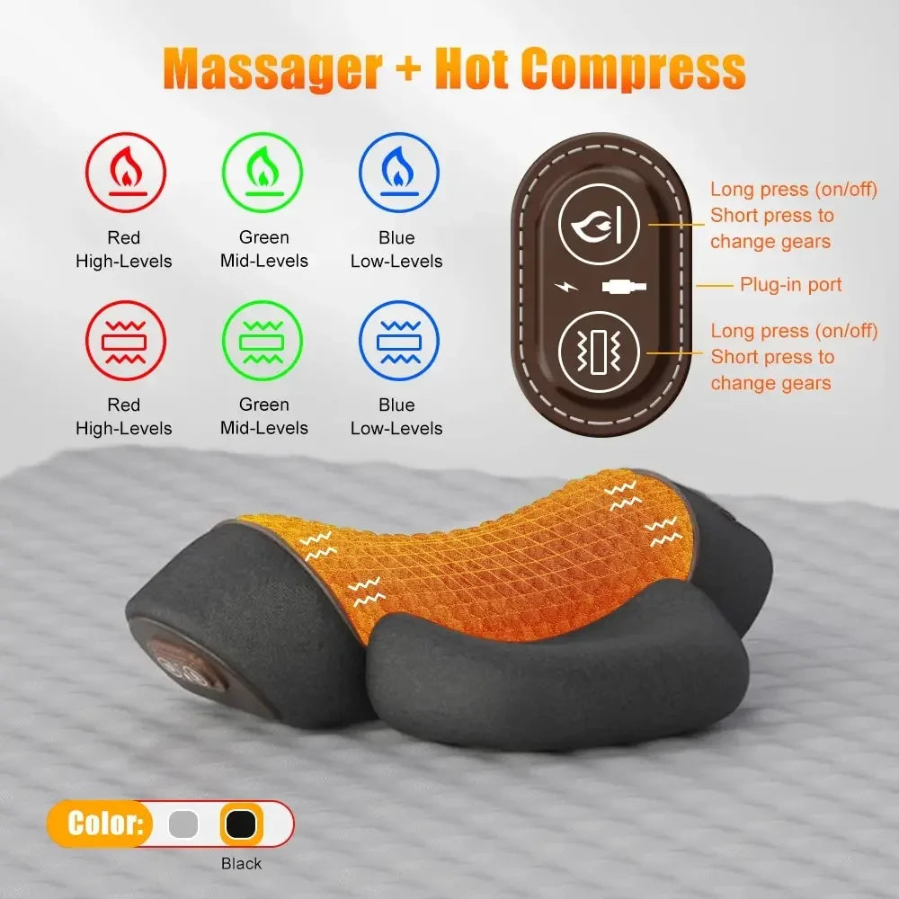 Electric Massager Cervical Pillow Hot Compress Vibration Massage Neck Traction Relax Sleeping Pillow Spine Support Normal ShopOnlyDeal